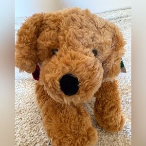 Russ Berrie&Co golden brown Doodle dog large plush toy stuffed animal with scarf